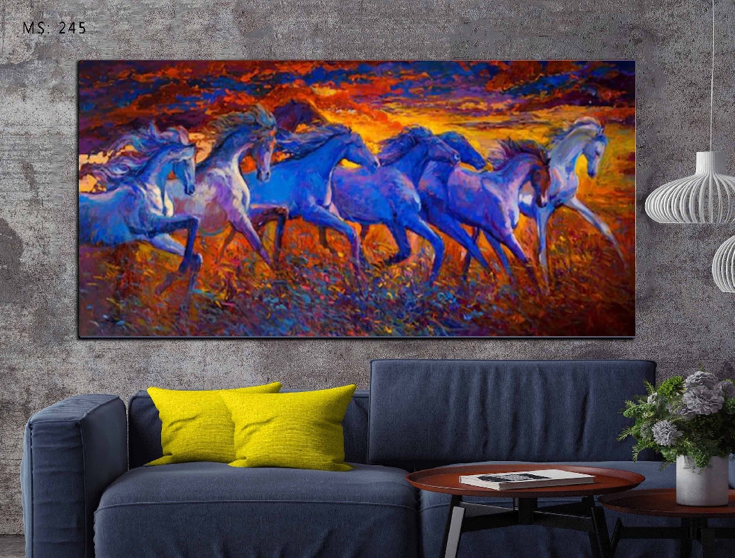Tranh canvas sơn dầu trừu tượng- đàn ngựa 245