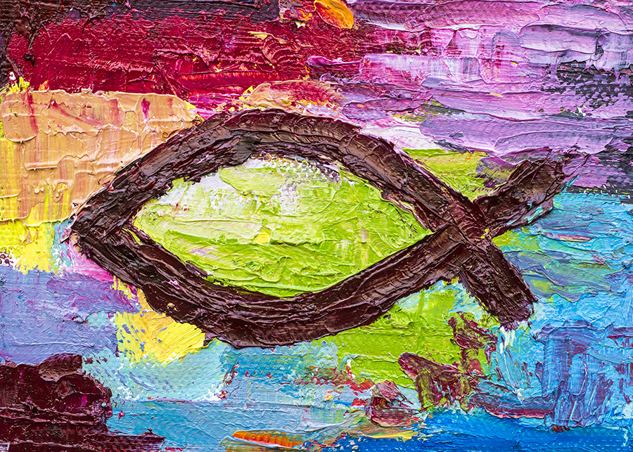 Tranh canvas sơn dầu trừu tượng Cá