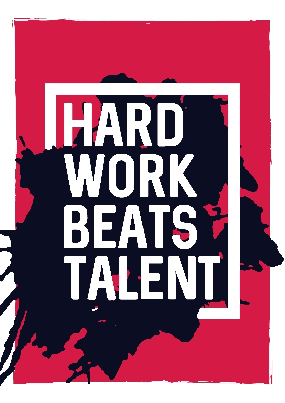 Tranh canvas hiện đại Hard work beats talent