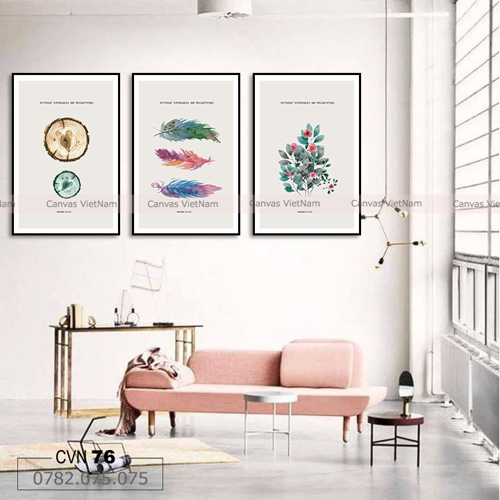 Bộ 3 tranh decor art long vũ 