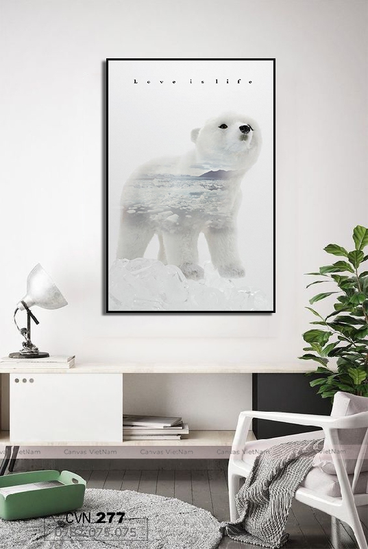Tranh canvas hiện đại chú gấu bắc cực-277
