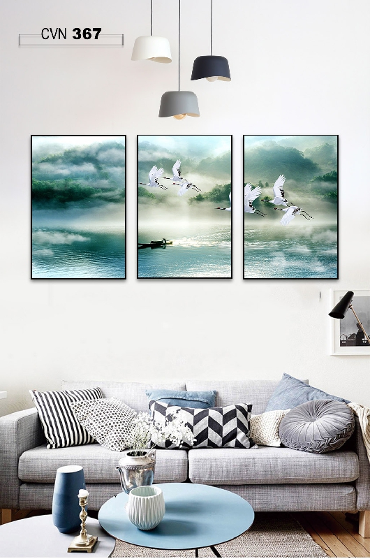 BỘ 3 tranh canvas trang trí decor non nước-367