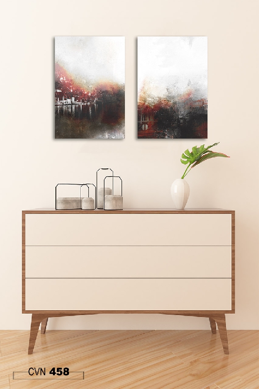 Bộ 2 tranh canvas trang trí decor trừu tượng-458