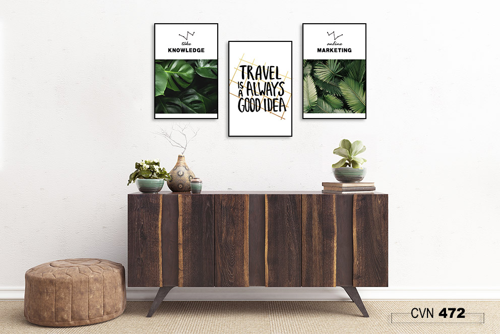 Bộ 3 tranh canvas trang trí decor tropical-472