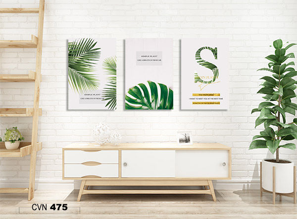 Bộ 3 tranh canvas trang trí decor tropical-475