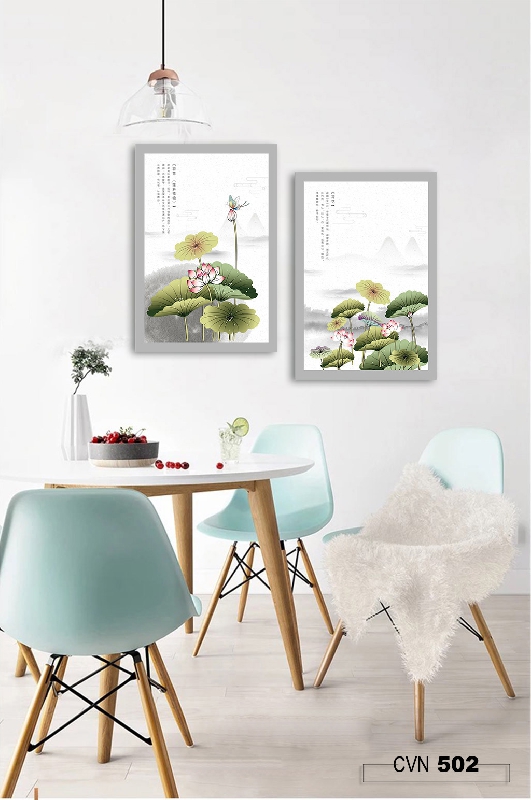 Bộ 2 tranh canvas trang trí decor haow sen-502