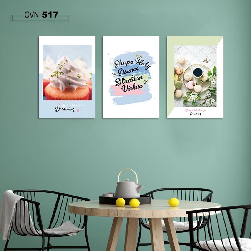 Bộ 3 tranh canvas trang trí decor nhà bếp-517