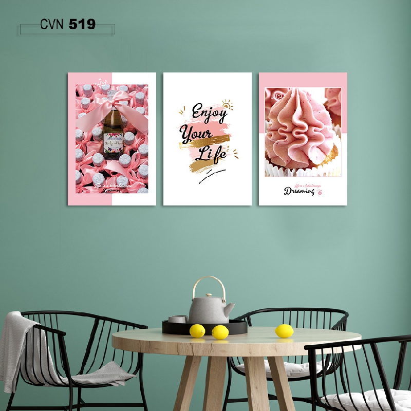 Bộ 3 tranh canvas trang trí decor nhà bếp-519