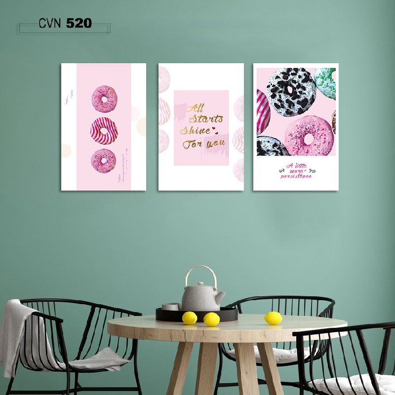 Bộ 3 tranh canvas trang trí decor nhà bếp-520