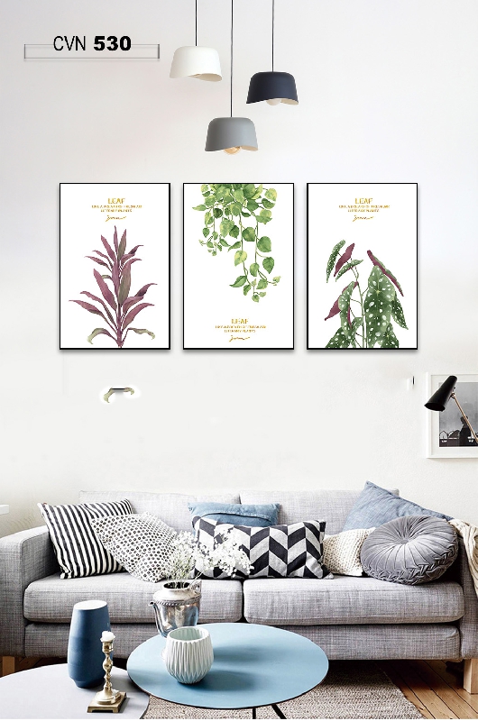 Bộ 3 Tranh canvas trang trí decor tropical-530