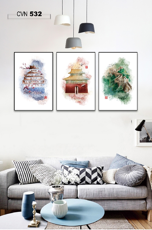 Bộ 3 tranh canvas trang trí decor-532