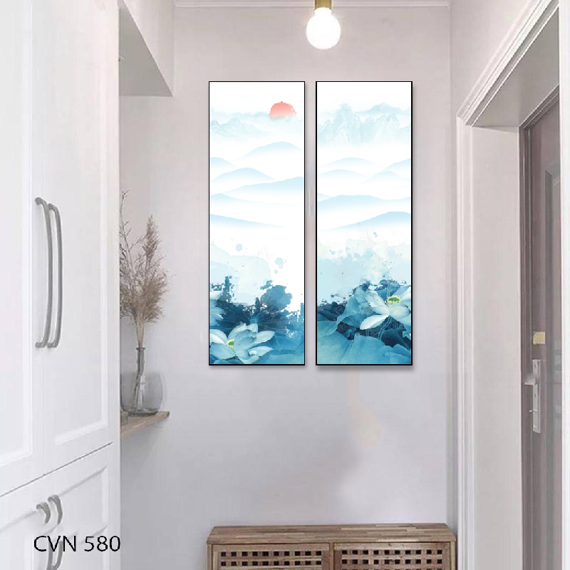 Tranh canvas phong thủy hiện đại non nước- 580