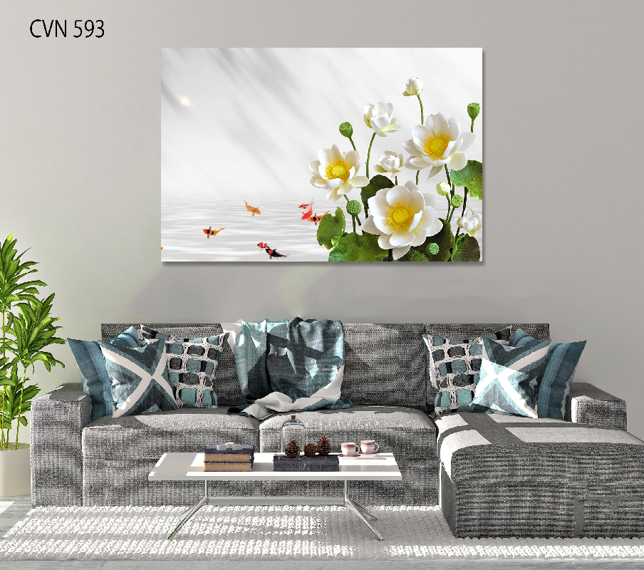 Tranh canvas hiện đại phong thủy hoa sen-593