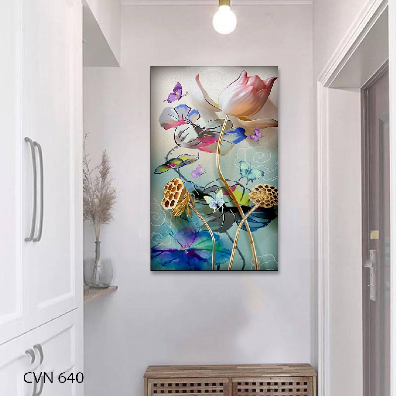 Tranh canvas trang trí phong thủy hoa sen-640